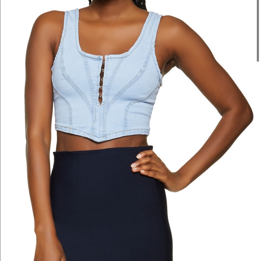 “Matte” denim bustier